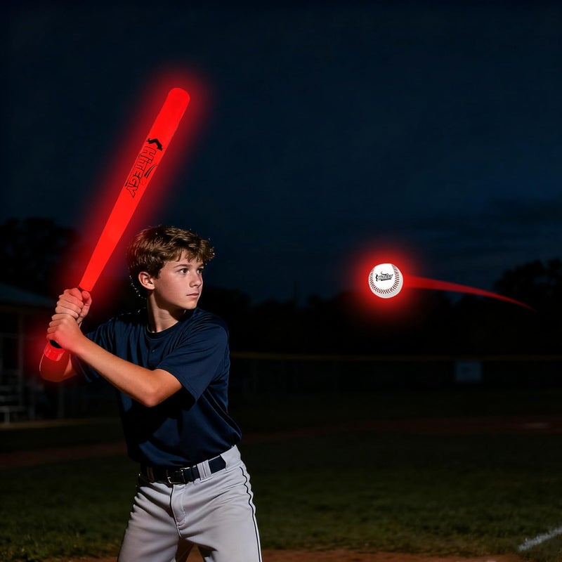 MPMVP Glow in The Dark Baseball Set，Light Up Baseball USB Charging Led Tball Set Glow in The Dark Toys for Night Practice, Backyard Games Baseballs Gifts for Boys 8-12 Baseballs Accessories - Image 1